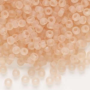 Seed bead, Dyna-Mites&trade;, glass, transparent matte light peach, #6 round. Sold per 1/2 kilogram pkg.
