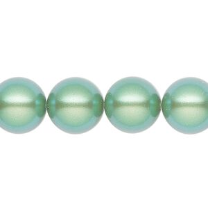 Pearl 30pk pearlescent green, Preciosa Czech crystal 12mm round