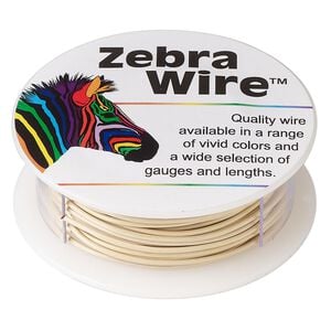 Wire, Zebra Wire&trade;, color-coated copper, cream, round, 18 gauge. Sold per 10-yard spool.