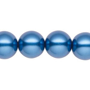 Pearl 1pk metallic blue, Celestial Crystal&reg; 14mm round 15.5-16 inch