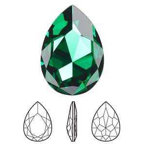 Fancy stone 1pk majestic green foil back, Crystal Passions&reg; 30x20mm pear 4327