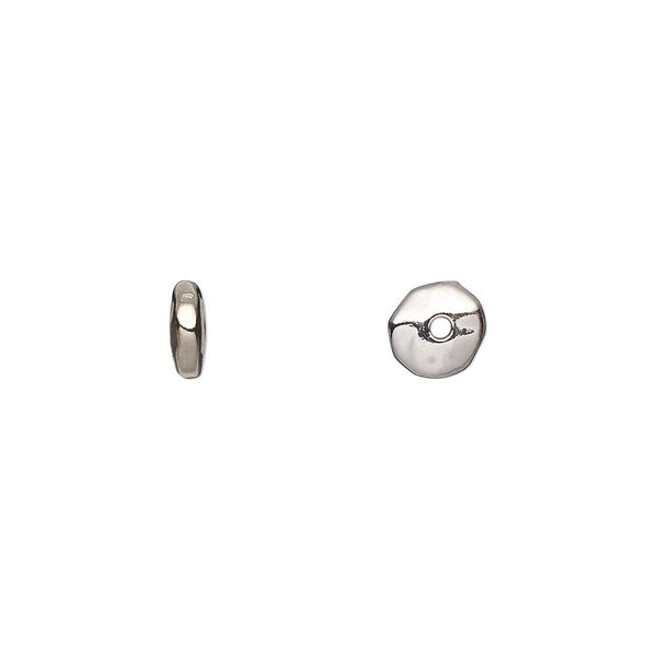 Bead, TierraCast&reg;, white bronze-plated pewter (tin-based alloy), 6.5x2.5mm dimpled freeform rondelle. Sold per pkg of 100. image number 0