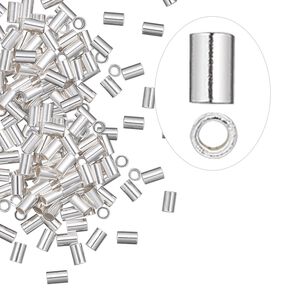 Crimp 1pkg100 sterling silver, 3x2mm seamless tube / heavy wall, 1mm inside diameter