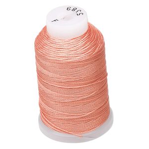 Thread, Purely Silk&trade;, 3-ply, tangerine, size F. Sold per 140-yard spool.