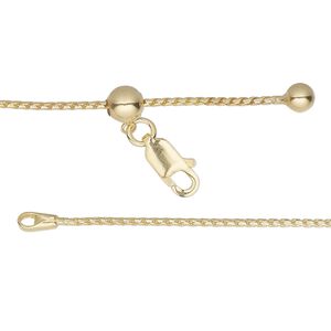 Chain 1pkg1 sterling silver foxtail, 1mm / lobster claw clasp, Gossamer&trade; "vermeil" adjustable 16-24 inch