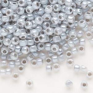 Seed bead, Dyna-Mites&trade;, glass, opaque ceylon pastel grey, #6 round. Sold per 1/2 kilogram pkg.