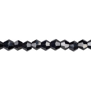 Bead 1pk opaque black, Celestial Crystal&reg; 6mm bicone 15.5-16 inch