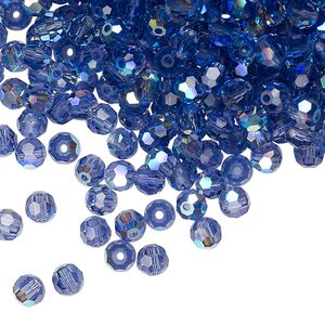 Bead 720pk tanzanite AB, Preciosa Czech crystal 4mm round