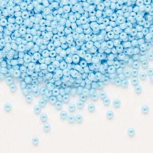 Seed bead, Preciosa Ornela Czech glass, pkg/50g, #11 rocaille, opaque rainbow light turquoise, (64000).