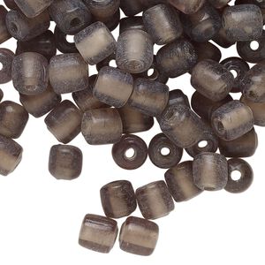 Bead, lampworked glass, translucent grey, 6mm round tube. Sold per 2-ounce pkg, approximately 185 beads.