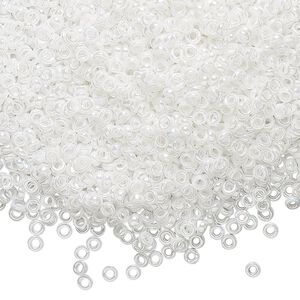 Seed bead, Miyuki, glass, pkg/250g, 2.2x1mm spacer rondelle, opaque pearl white, (SPR2.2-420).