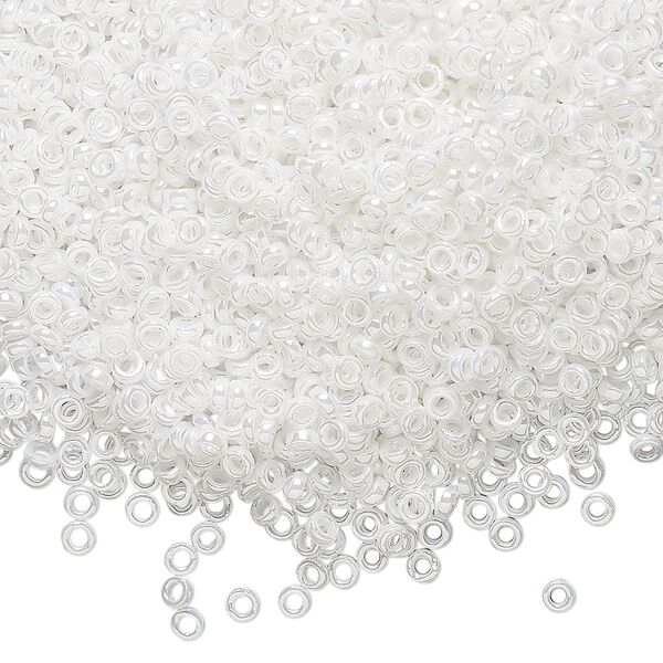 Seed bead, Miyuki, glass, pkg/250g, 2.2x1mm spacer rondelle, opaque pearl white, (SPR2.2-420). image number 0
