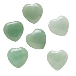 Green aventurine 1pkg6, half-drilled puffed heart drop natural 14-16mm