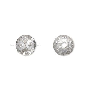 Bead 1pkg10 silver-plated, 10mm stardust round / circles, brass
