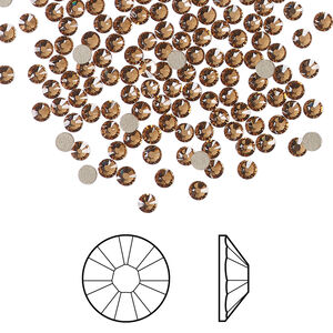 Flat back 1pkg1440 light smoked topaz foil back, Swarovski&reg; ReCreated&trade;, 2.5-2.7mm rose round SS9 2058