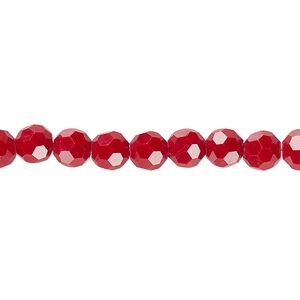 Bead 1pk 32 facets opaque red, Celestial Crystal&reg; 6mm round 15.5-16 inch