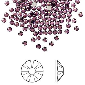 Flat back 1440pk amethyst foil back, Swarovski&reg; 2.5-2.7mm rose round SS9 2058