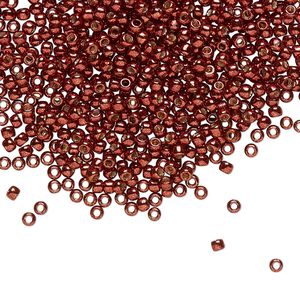 Seed bead, TOHO BEADS&reg;, glass, pkg/250g, #11 round, opaque galvanized PermaFinish brick red (TR-11-PF564).