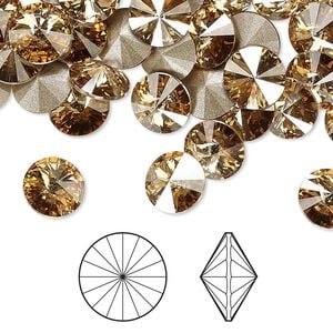 Chaton 144pk crystal golden shadow foil back, Swarovski&reg; 8.16-8.41mm rivoli SS39 1122