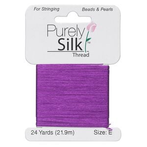 Thread, Purely Silk&trade;, 3-ply, plum, size E. Sold per 24-yard card.