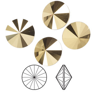 Chaton 1pkg4 crystal aurum foil back, Crystal Passions&reg; 14mm rivoli 1122