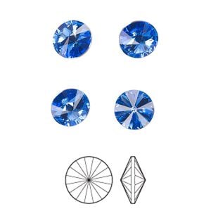 Chaton 144pk sapphire foil back, Preciosa MAXIMA Czech crystal rhinestone 8.16-8.41mm rivoli SS39