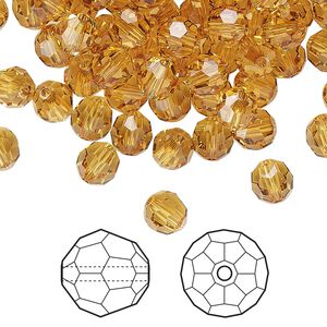 Bead 144pk golden topaz, Crystal Passions&reg; 6mm round 5000