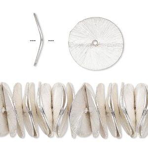 Bead 1pkg10 silver-plated, 17x4mm wavy rondelle, brushed copper