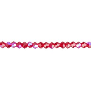 Bead 1pk 16 facets translucent red AB, Celestial Crystal&reg; 3mm bicone 15.5-16 inch