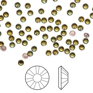 Flat back 144pk crystal tabac foil back, Crystal Passions&reg; hotfix rhinestone 2.7-2.9mm rose round SS10 2038HF