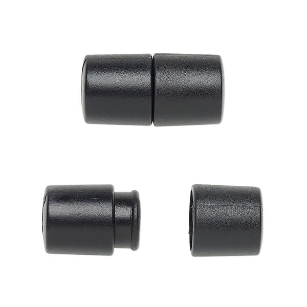 Clasp breakaway 1pkg50, 20x10mm round tube / safety lanyard clasp / fits 4mm cord, ABS black 1-strand image number 0