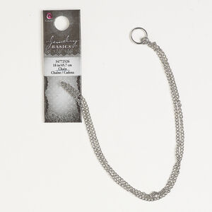 Chain 1pkg1 curb, 2.4mm / 12mm open round jump ring, silver-finished steel 18 inch unfinished