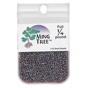Seed bead, Ming Tree&trade;, glass, pkg/1/4 pound, #11 round, translucent luster brown.