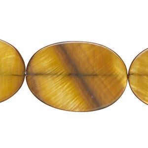 Mother-of-pearl shell 1pkg1, flat oval bead 15 inch copper and brown 30x20mm