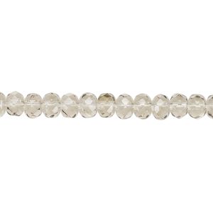 Bead, Czech fire-polished glass, smoke, 5x4mm faceted rondelle. Sold per 15-1/2" to 16" strand.