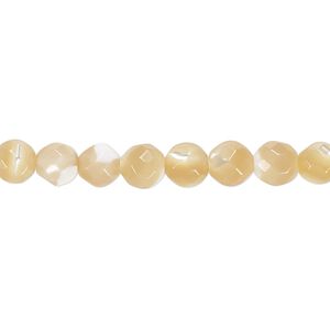 Mother-of-pearl shell 1pkg1, faceted round bead natural 15.5 to 16 inch 6mm