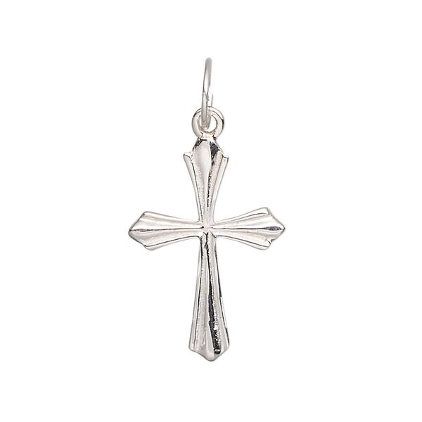 Drop, sterling silver, 22.5x17mm cross. Sold individually. image number 0