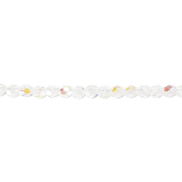 Bead, Czech fire-polished glass, crystal AB, 3mm faceted round. Sold per 15-1/2" to 16" strand. image number 0