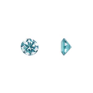 Gem, cubic zirconia, aqua blue, 8mm faceted round, Mohs hardness 8-1/2. Sold individually.