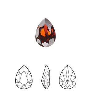 Fancy stone 1pk smoked amber foil back, Crystal Passions&reg; 14x10mm pear 4320
