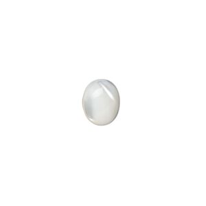Cabochon, mother-of-pearl shell (bleached), white, 10x8mm calibrated oval. Sold per pkg of 4.