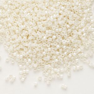 Seed bead, Delica&reg;, glass, pkg/250g, #11 round, opaque glazed luster cream (DB-0203).