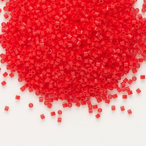 Seed bead, Delica&reg;, glass, pkg/7.5g, #15 round, opaque vermillion red (DBS-0727).