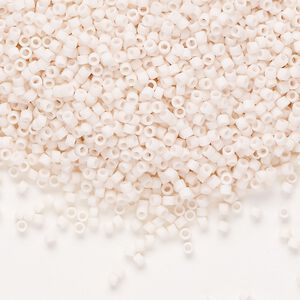 Seed bead, Delica&reg;, glass, pkg/50g, #11 round, opaque matte bisque white (DB-1510-1).