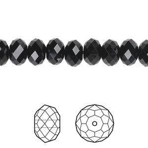 Bead 12pk jet, Crystal Passions&reg; 8x6mm rondelle 5040