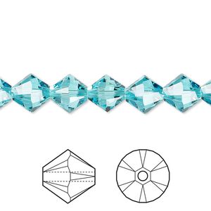 Bead 288pk light turquoise, Swarovski&reg; 8mm XILION bicone 5328