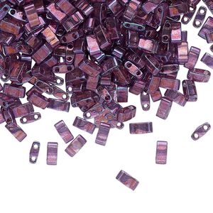 Seed bead, TILA&reg;, glass, pkg/40g, 5x2.3mm half tila rectangle, translucent gold luster light amethyst, (HTL-316).