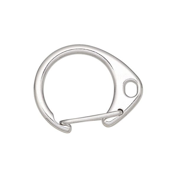 Clasp self-closing hook 1pkg10 "pewter" (zinc alloy), 27x22mm oval, imitation rhodium-finished steel 1-strand image number 0