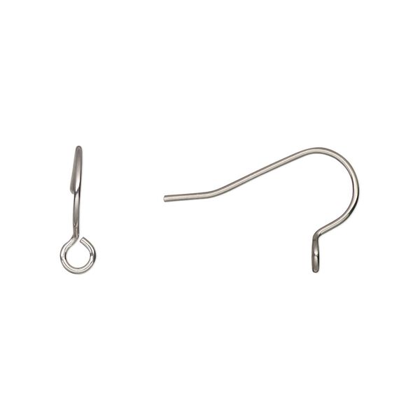 Ear wire fishhook 1pkg100, 12.5mm / perpendicular open loop, 21 gauge stainless steel 50 pair image number 0