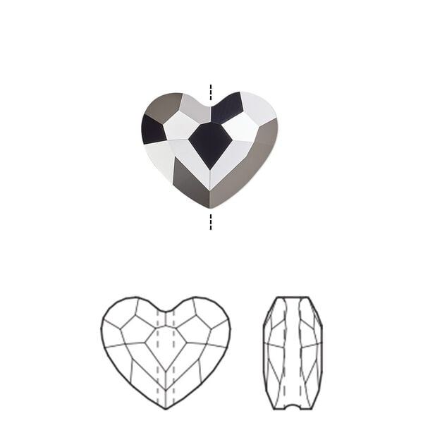 Bead 72pk crystal silver night 2X, Swarovski&reg; 12mm love 5741 image number 0